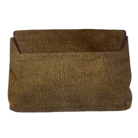 Vintage Borbonese Redwall Suede Clutch Eye of Partridge Italy Brown Leather - Picture 4 of 9